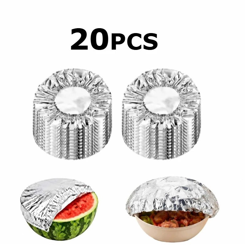 FreshCover — 10-20 Peças de Tampas Reutilizáveis de Alumínio para Conservar alimentos