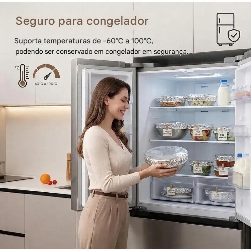 FreshCover — 10-20 Peças de Tampas Reutilizáveis de Alumínio para Conservar alimentos