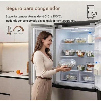 FreshCover — 10-20 Peças de Tampas Reutilizáveis de Alumínio para Conservar alimentos